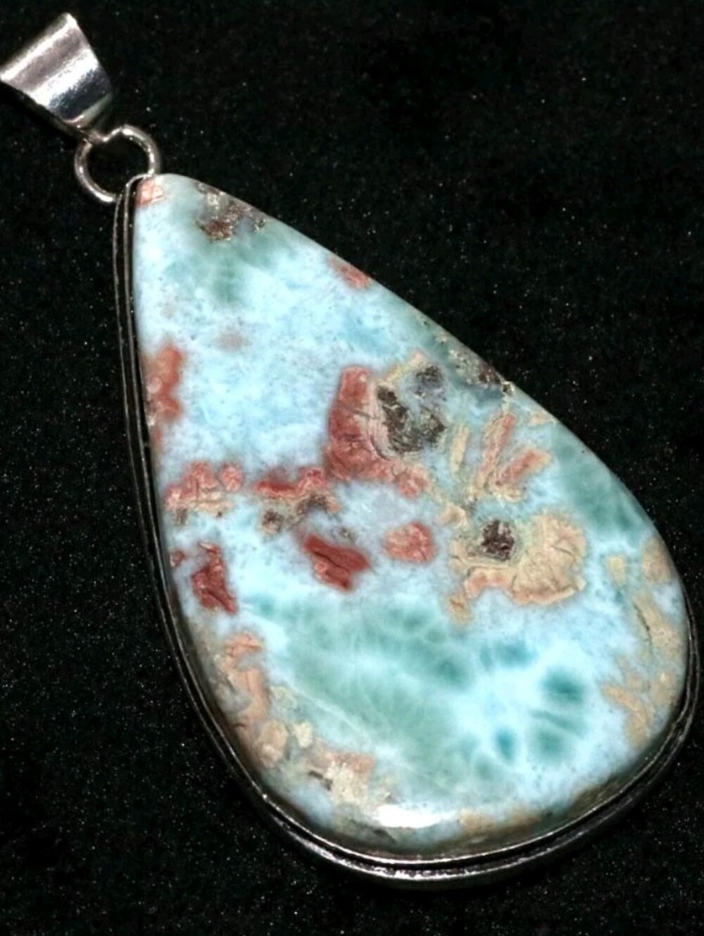 Larimar Gemstone Jewelry 925 Sterling Silver Handmade Pendant Necklace